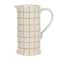 Hello Honey® 46oz. Cream & Brown Reactive Glaze Wax Relief Grid Pattern Stoneware Pitcher
